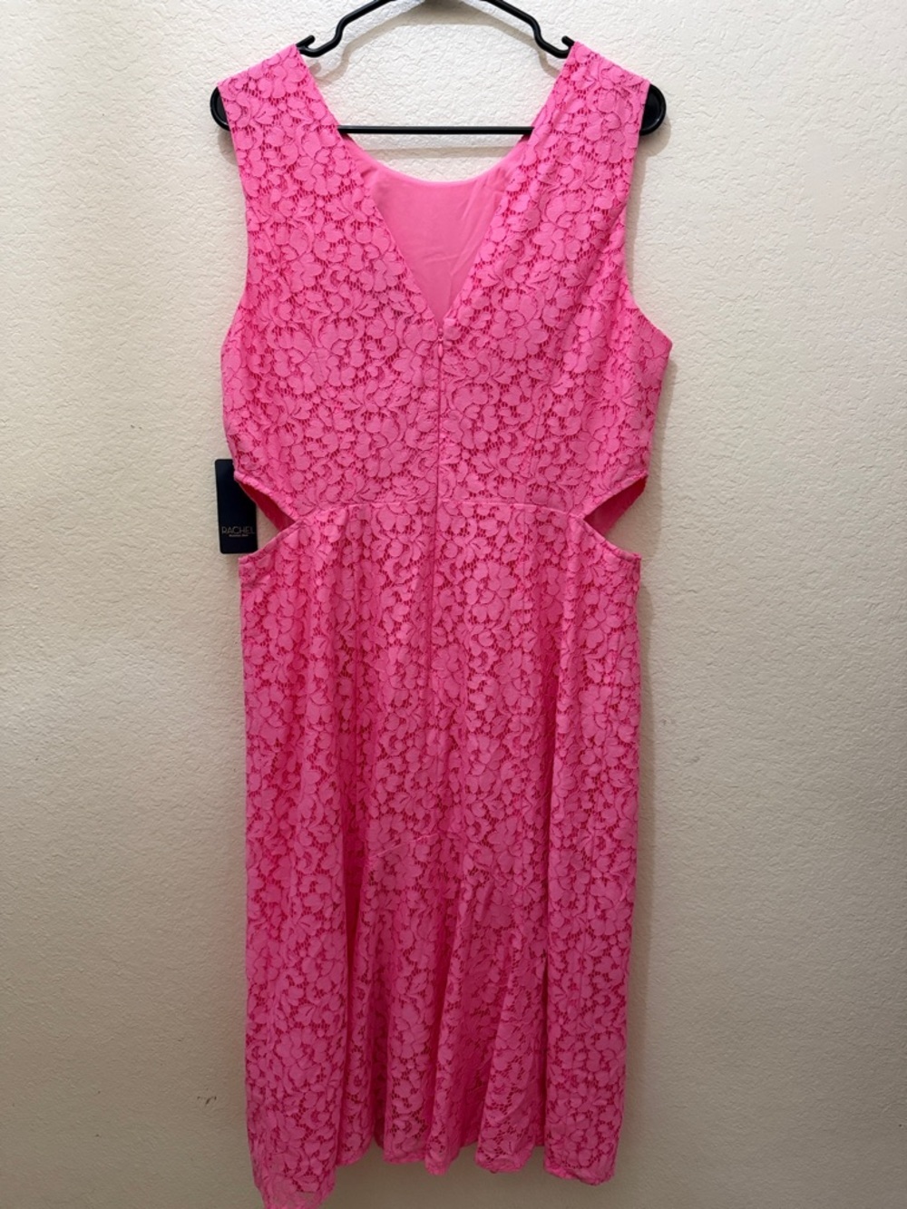 RACHEL Rachel Roy Bright Pink Lace Midi Sheath Dress - Picture 5 of 7